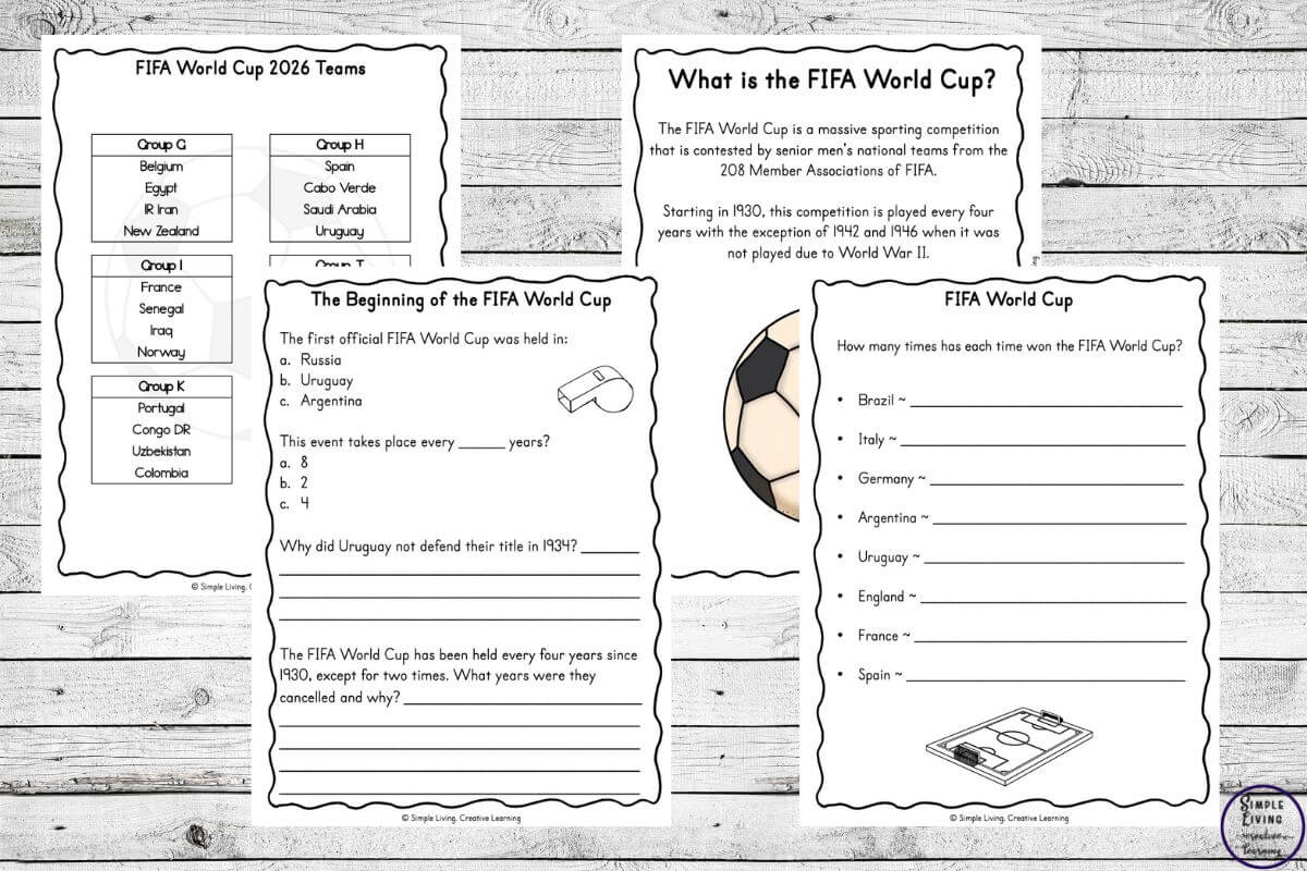 FIFA World Cup Printables four more pages