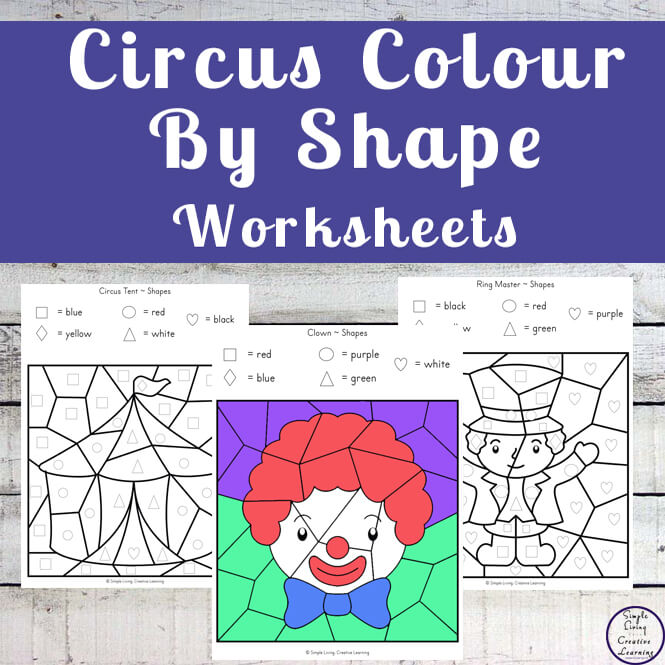 These Circus Colour by Shape Worksheets are an engaging way to practice shape and colour recognition while working on fine motor skills.