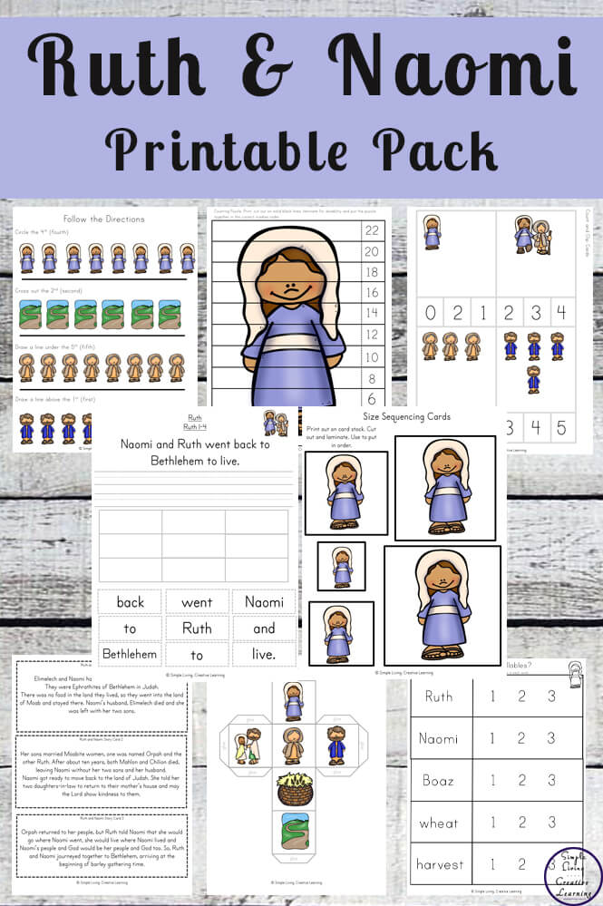 This Ruth and Naomi printable pack is a great way to teach young children, in preschool and kindergarten this amazing story.