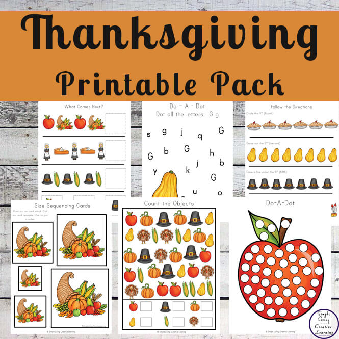 This Thanksgiving Printable Pack focuses on skills that preschoolers and kindergarteners need to know while concentrating on this great holiday.