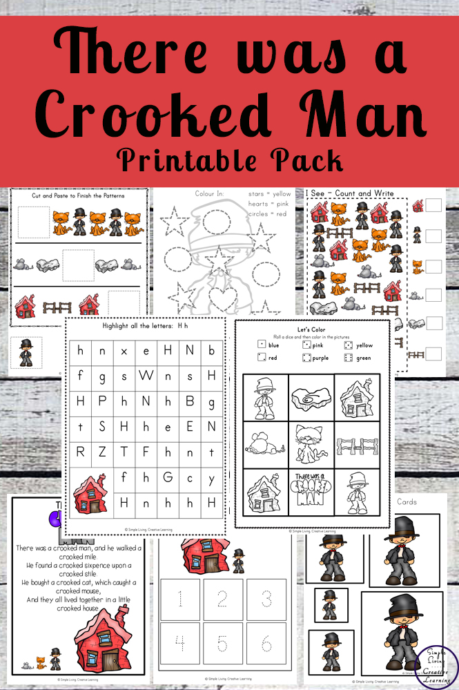 This There was a Crooked Man printable pack is aimed at children in kindergarten and preschool and includes over 80 pages of fun and learning.