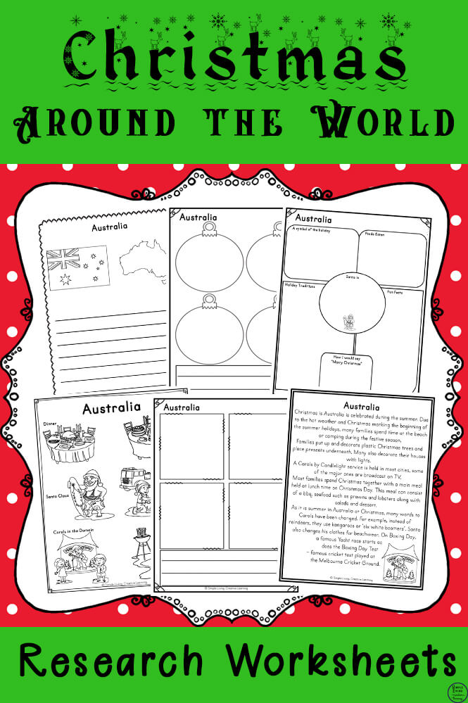 Enjoy learning about different Christmas traditions around the world with this Christmas Around the World Research Printable Pack.