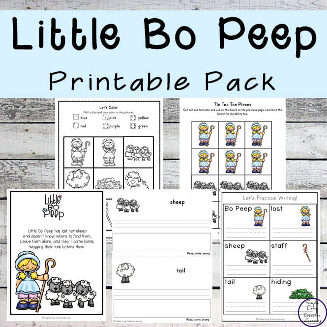 This Little Bo Peep printable pack is aimed at children in kindergarten and preschool and includes over 80 pages of fun and learning.