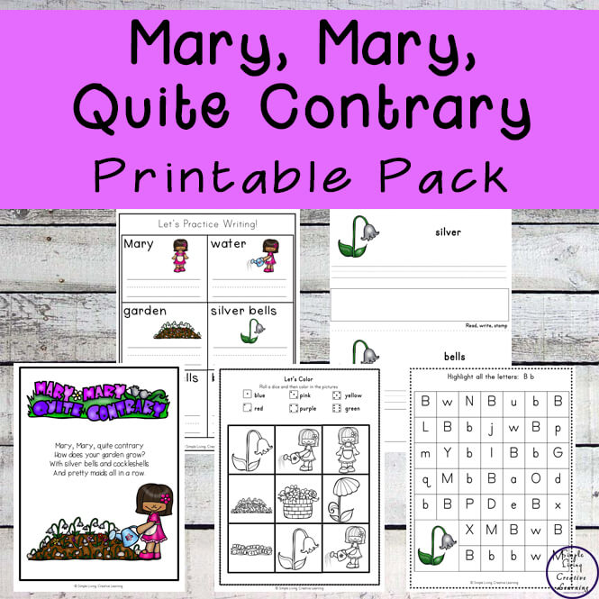 This Mary, Mary Quite Contrary printable pack is aimed at children in kindergarten and preschool and includes over 80 pages of fun and learning.