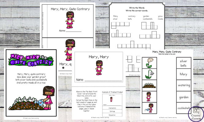 This Mary, Mary Quite Contrary printable pack is aimed at children in kindergarten and preschool and includes over 80 pages of fun and learning.