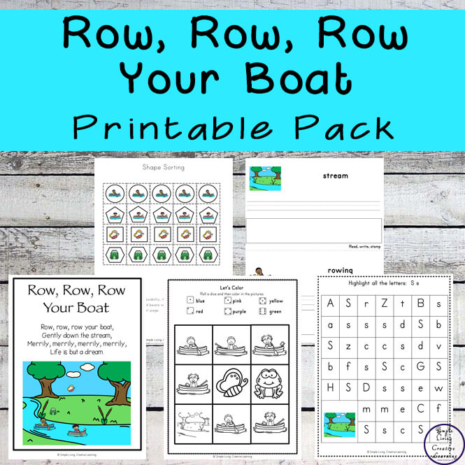 This Row, row, row your boat printable pack is aimed at children in kindergarten and preschool and includes over 80 pages of fun and learning.