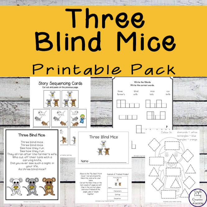 This Three Blind Mice printable pack is aimed at children in kindergarten and preschool and includes over 80 pages of fun and learning.