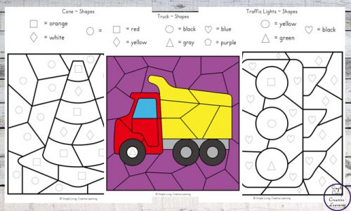 Construction Colour By Code Worksheets - Simple Living. Creative Learning