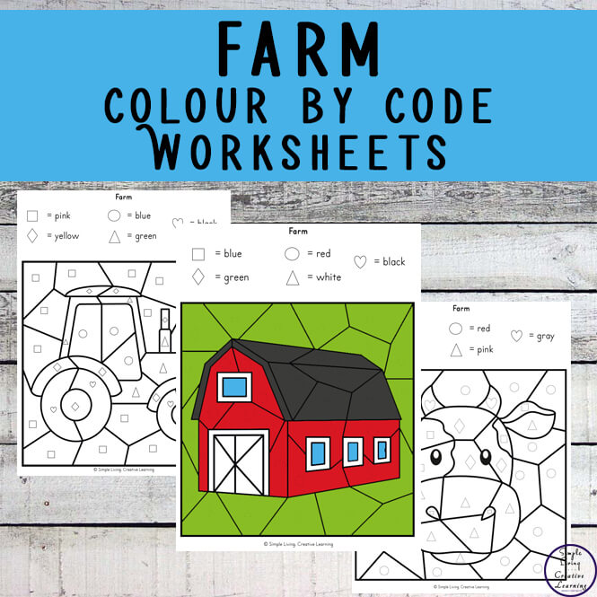 These Farm Colour by Shape Worksheets are an engaging way to practice shape and colour recognition while working on fine motor skills.