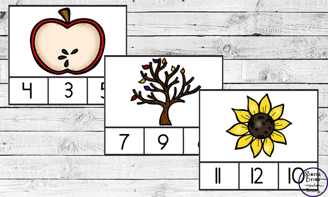 Preschoolers and toddlers will love these Autumn / Fall Counting Cards! This hands-on activity is fun and can be used multiple times. This activity focuses on counting the numbers 1 – 10.