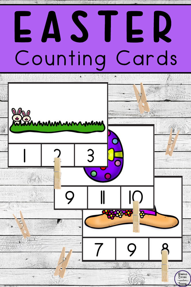 Preschoolers and toddlers will love these Easter Counting Cards! This hands-on activity is fun and can be used multiple times. This activity focuses on counting the numbers 1 â€“ 10.