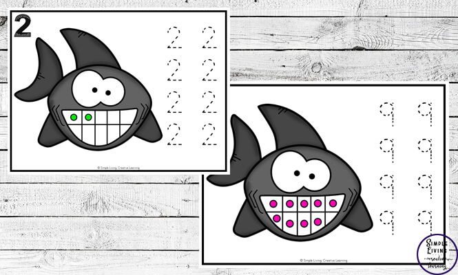 These cute Shark Counting Mats are a fun activity for kids to learn and practice counting to ten this Summer or as part of a shark unit.