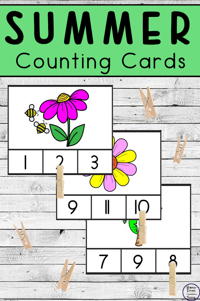Preschoolers and toddlers will love these Summer Counting Cards! This hands-on activity is fun and can be used multiple times. This activity focuses on counting the numbers 1 â€“ 10.