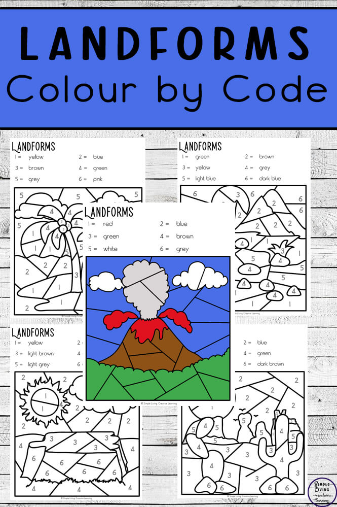 These Landforms Colour by Code Worksheets are an engaging way to practice number and colour recognition and landforms while working on fine motor skills.