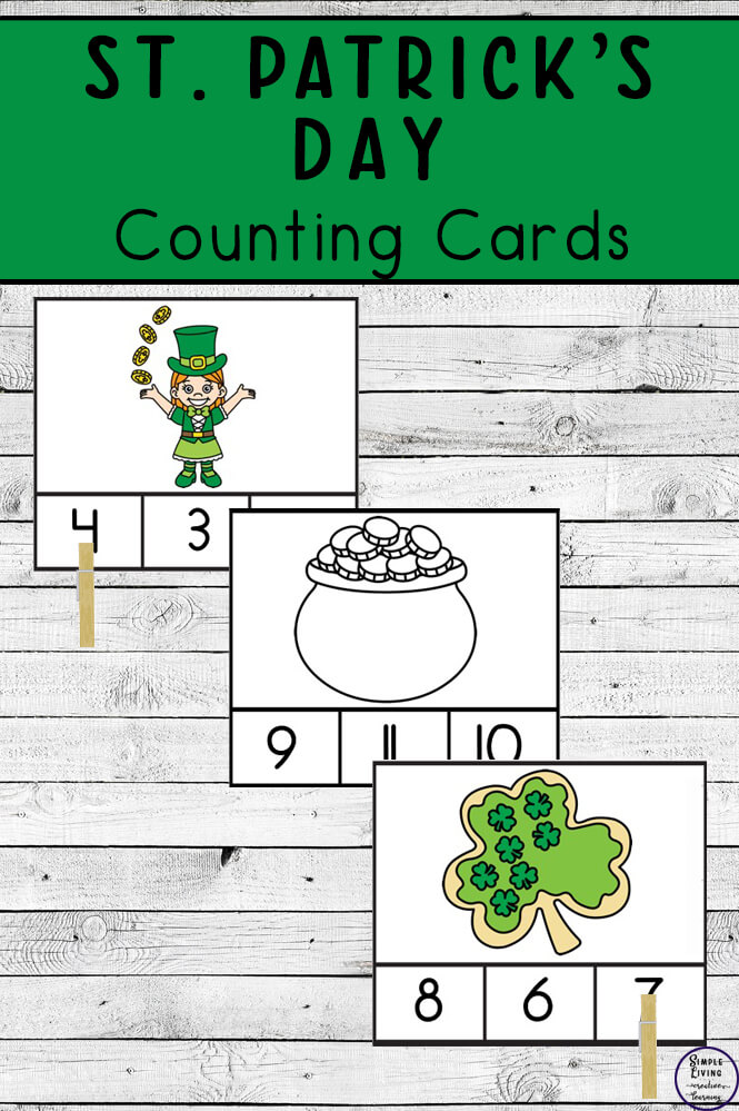 Preschoolers and toddlers will love these St. Patrick's Day Counting Cards! This hands-on activity is fun and can be used multiple times. This activity focuses on counting the numbers 1 – 10.