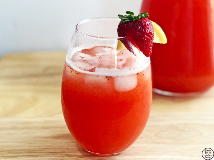 This easy and refreshing homemade Strawberry Lemonade, made from fresh fruit, is lovely to drink on a hot day.