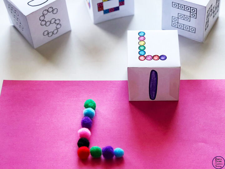 A fun way to work on fine motor skills is with this fine motor alphabet dice that contains six different skills for all uppercase and lowercase letters.