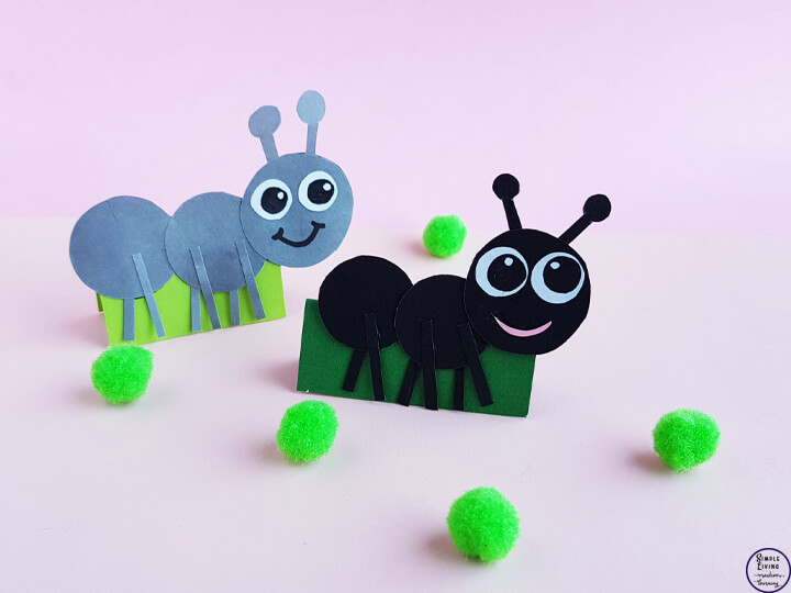 self standing paper ants by Simple Living creative Learning (one blue ant and one black ant)