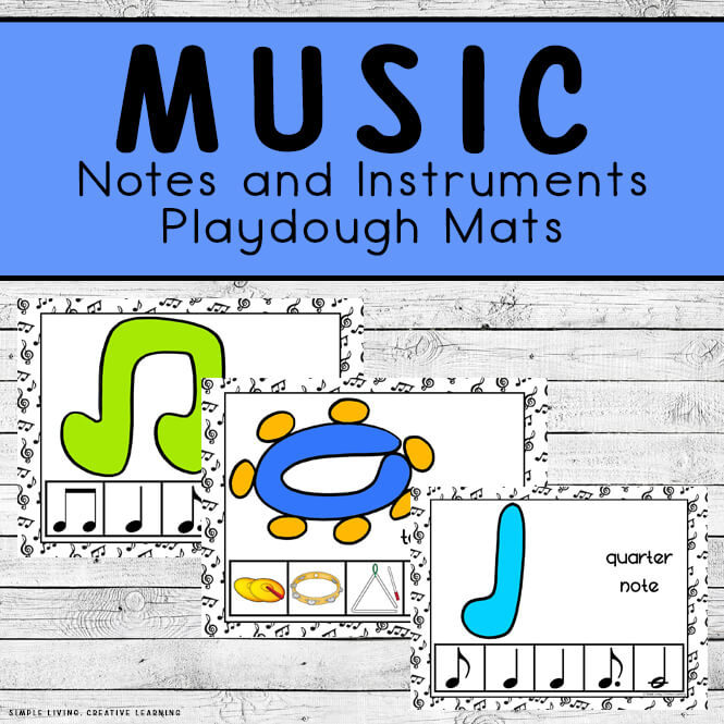Music Notes and Instruments Playdough Mats