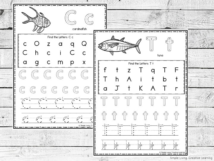 Ocean Themed Alphabet Handwriting Worksheets