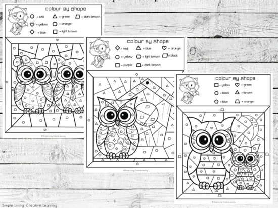 Owl Colour By Code Worksheets - Simple Living. Creative Learning