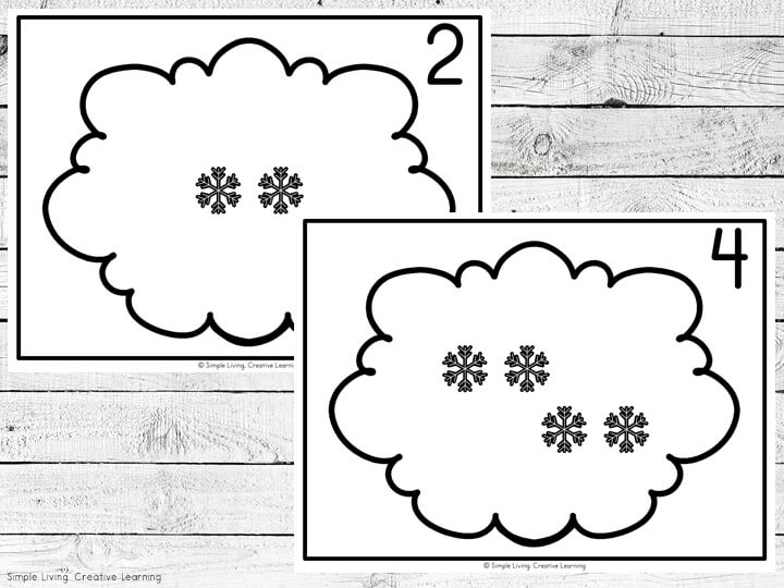 Snowflake Counting Mats - black and white examples