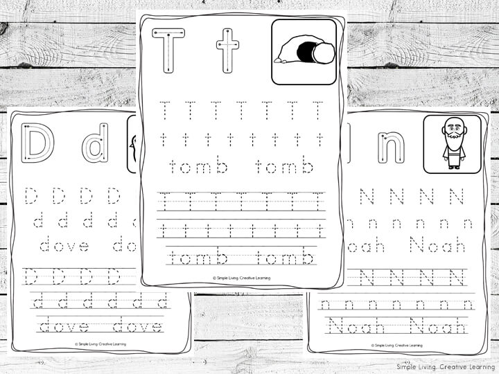 Bible Themed Alphabet Handwriting Worksheets