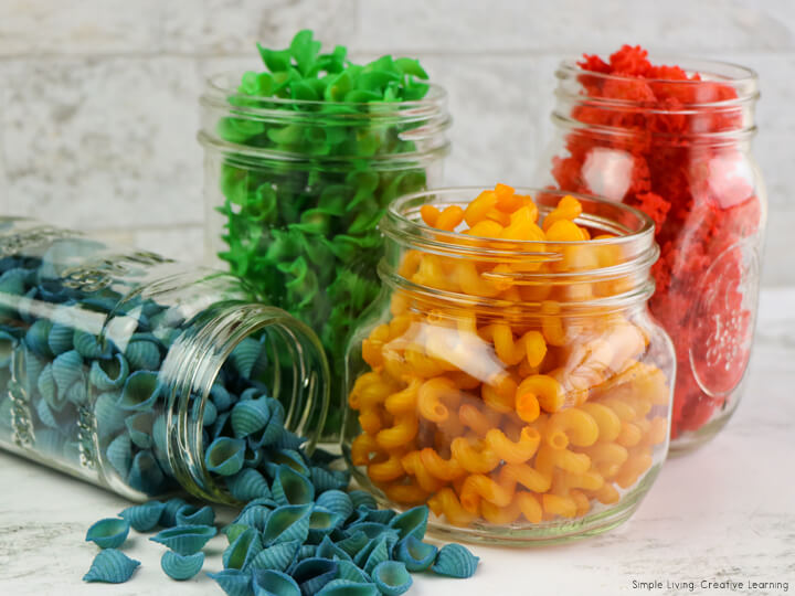 How to Dye Pasta for Sensory Play
