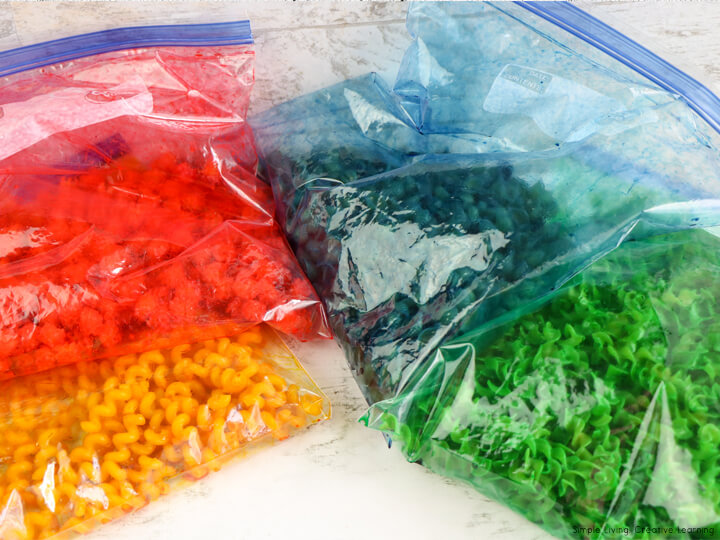 How to Dye Pasta for Sensory Play