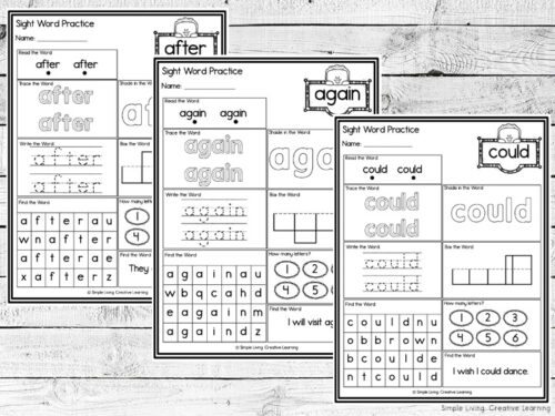 First Grade Sight Word Printables - Simple Living. Creative Learning