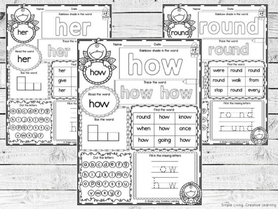 First Grade Sight Word Worksheets - Simple Living. Creative Learning