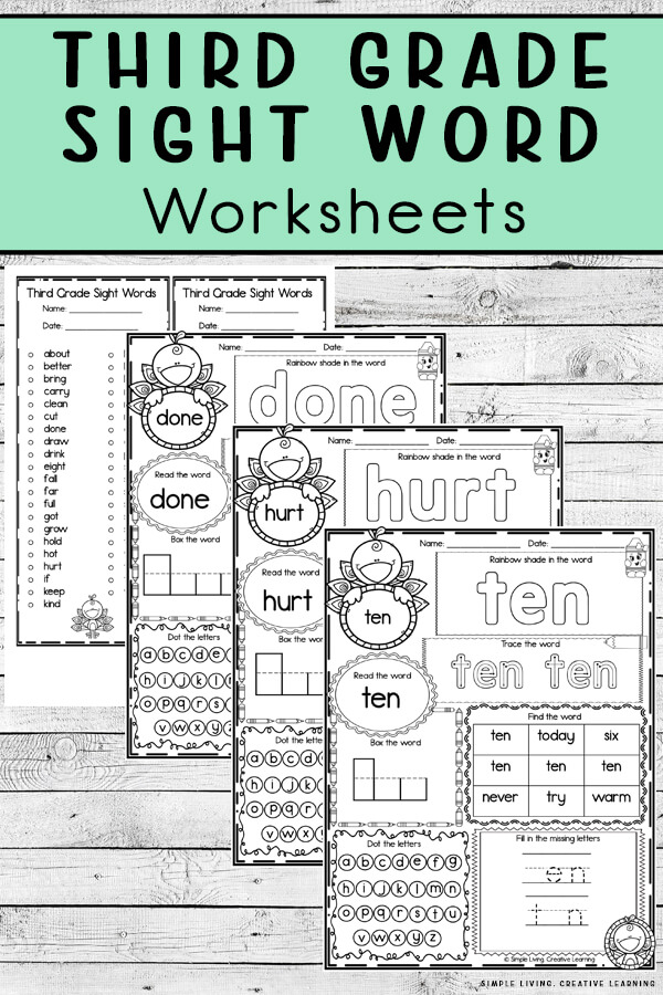 Third Grade Sight Word Worksheets