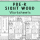 Pre-K Sight Word Worksheets