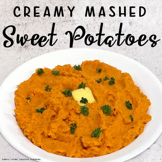 Creamy Mashed Sweet Potatoes in a large bowl