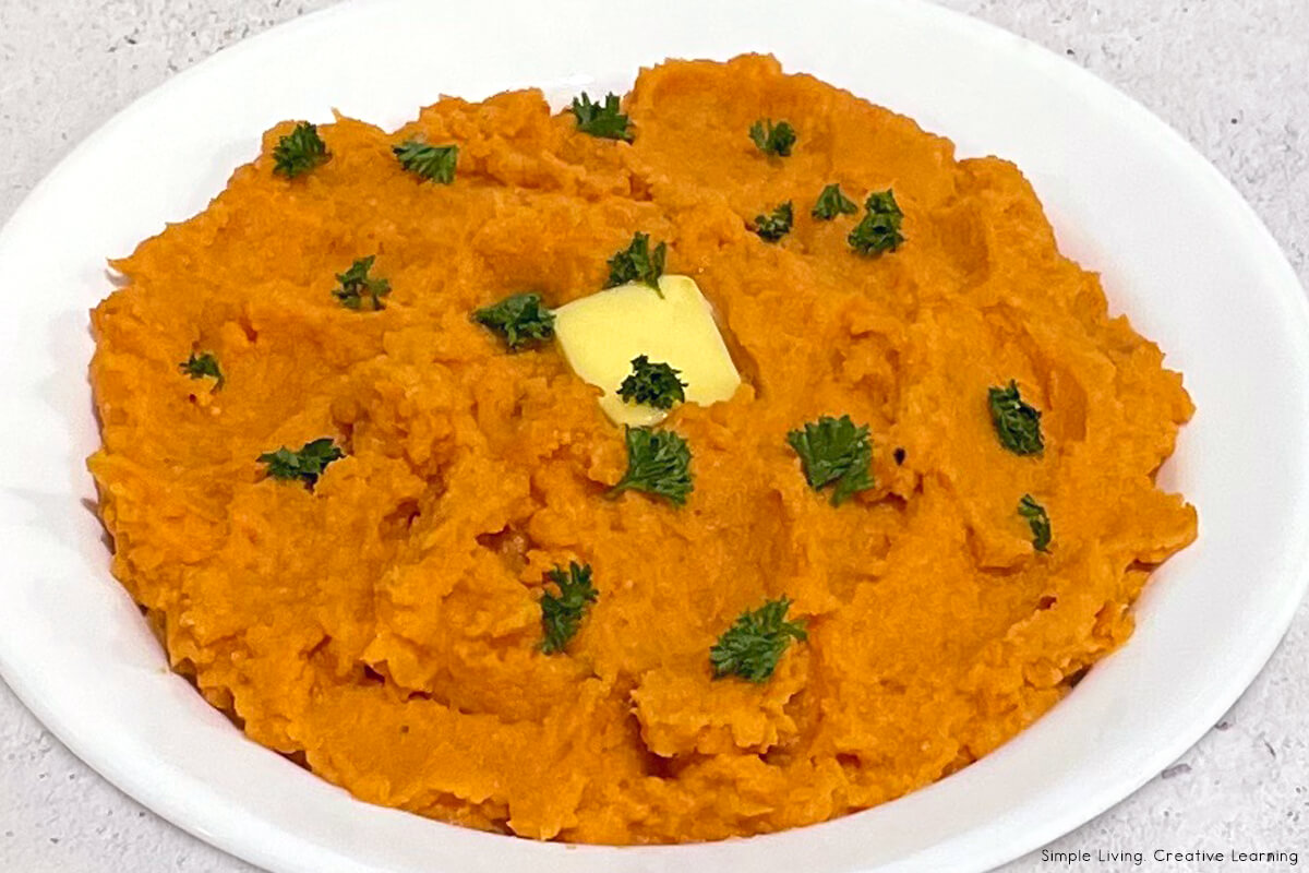 Creamy Mashed Sweet Potatoes in a bowl