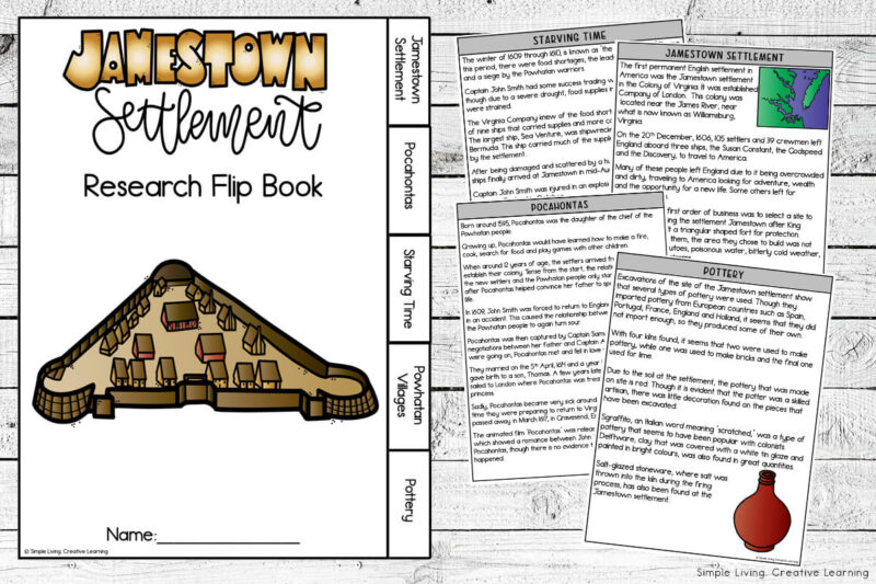Jamestown Settlement Research Flip Book - Simple Living. Creative Learning