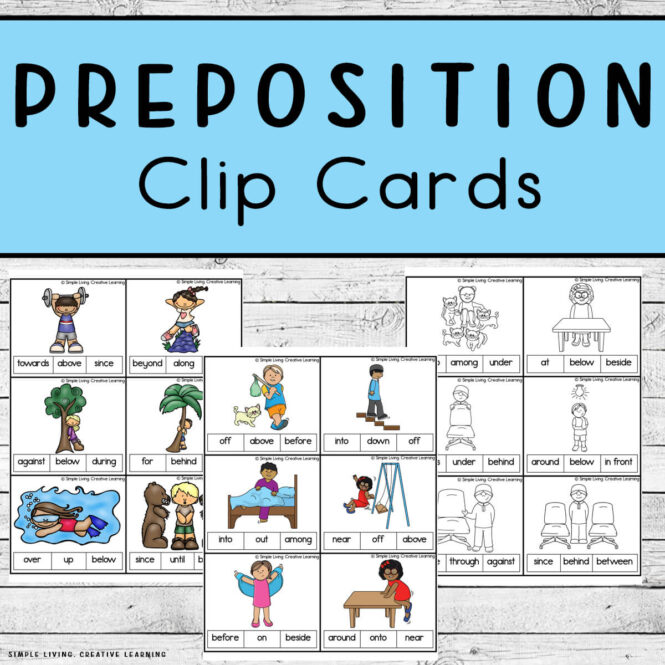 Preposition Clip Cards three pages of cards