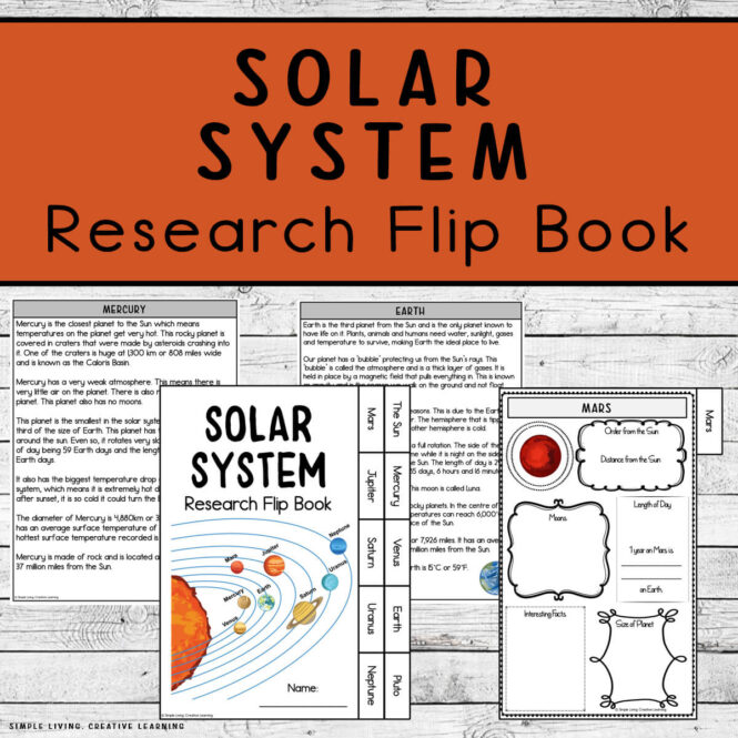 Solar System Research Flip Book four pages