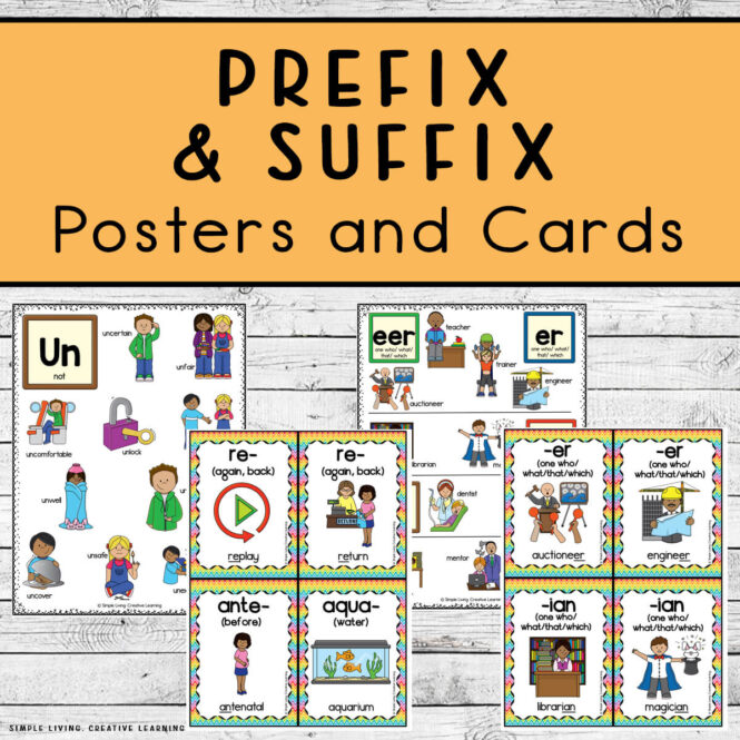Prefix and Suffix Posters and Cards pictures of both