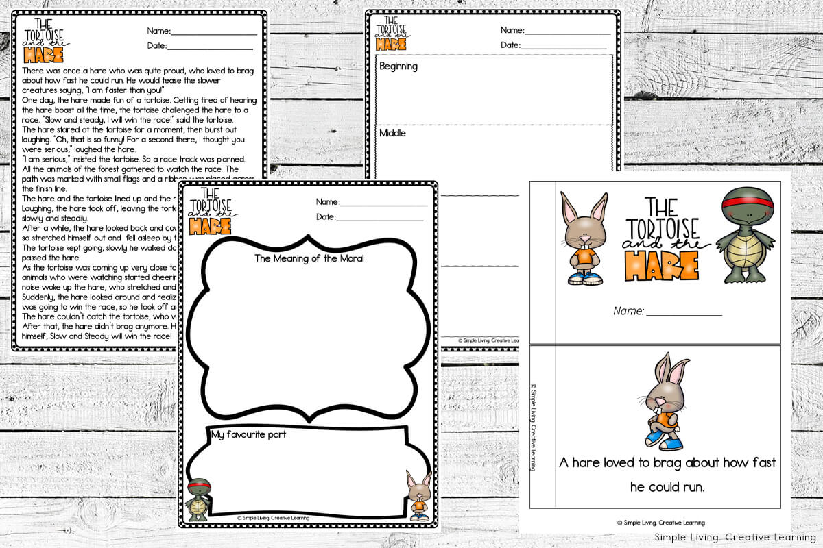 The Tortoise and the Hare Printables story pages