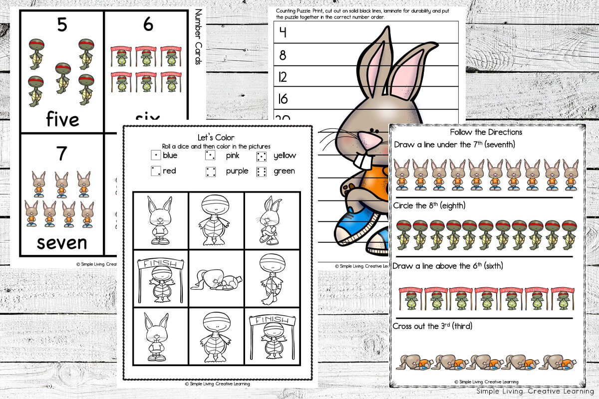 The Tortoise and the Hare Printables math pages