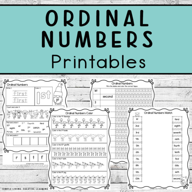 Ordinal Numbers Printables four pages