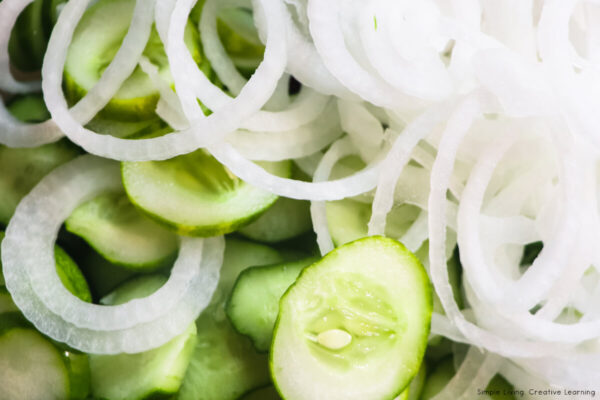 Refrigerator Pickles - slicing onions