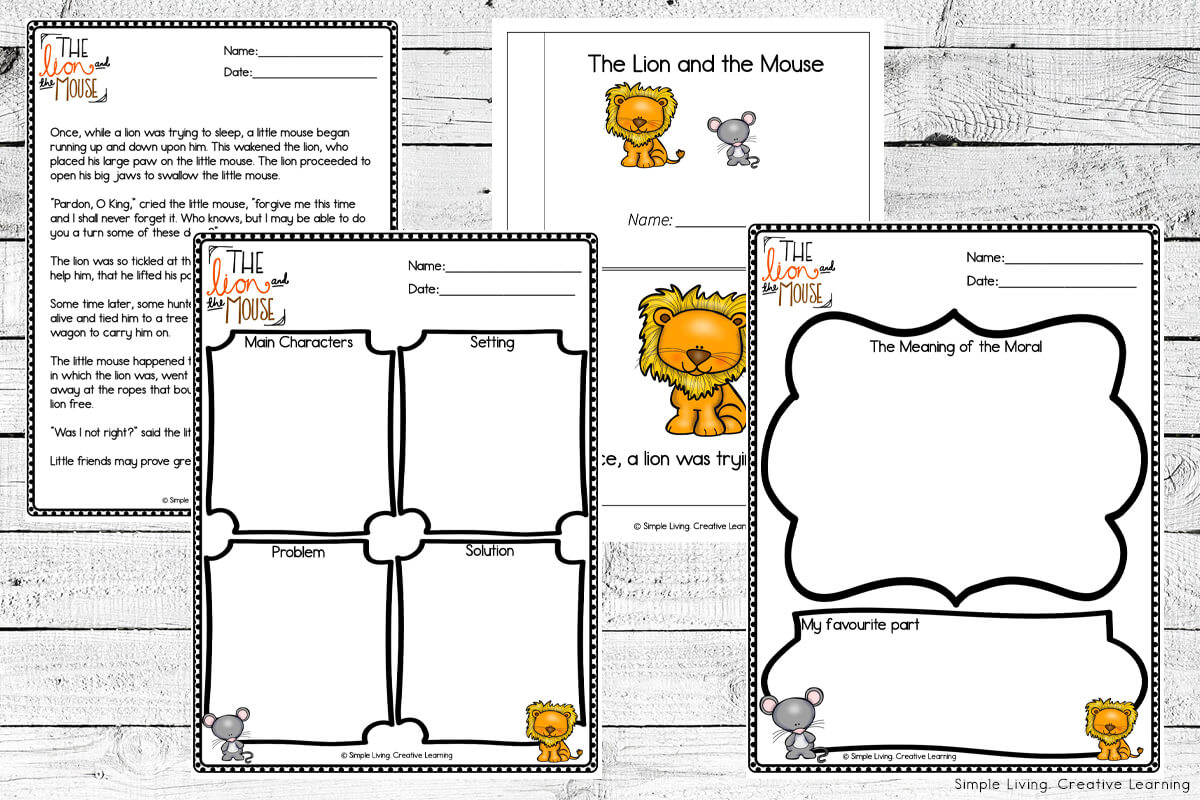 The Lion and The Mouse story printables