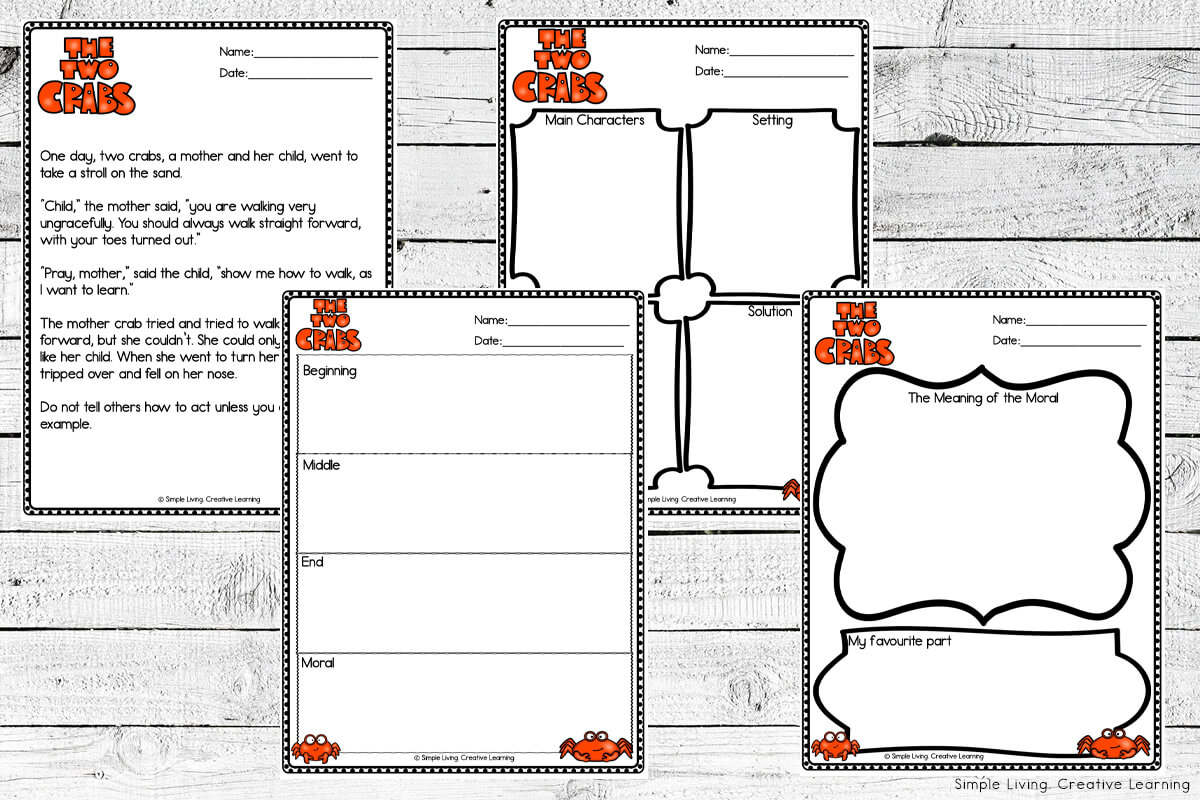 The Two Crabs Printables story pages