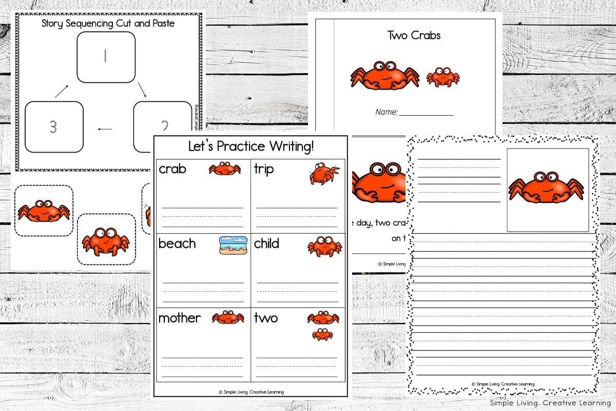 The Two Crabs Printables literacy pages