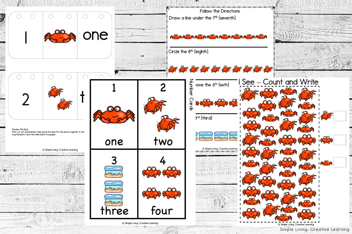The Two Crabs Printables math pages