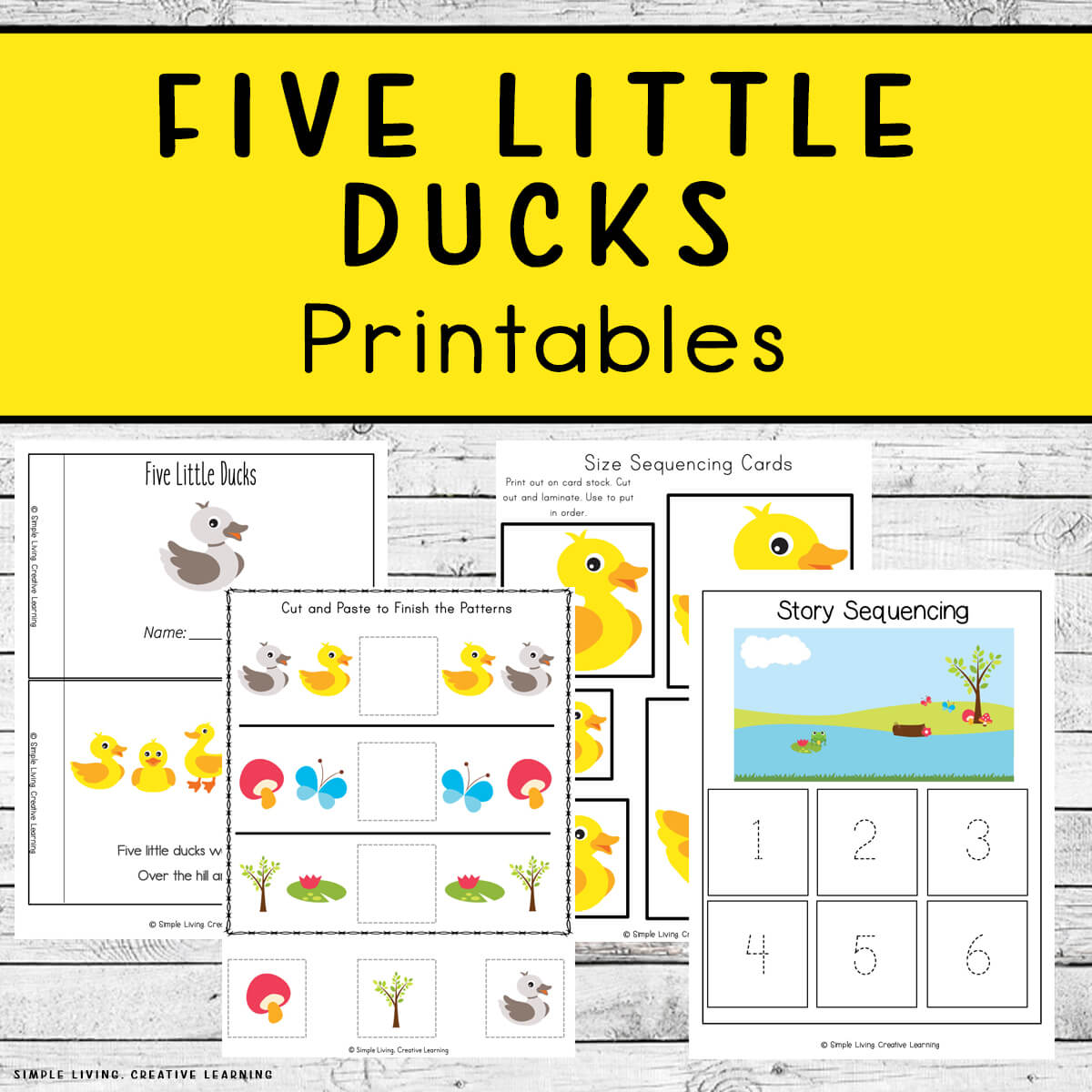 Five Little Ducks Printables four pages