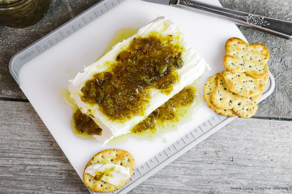 Green Pepper Jelly cream cheese from above