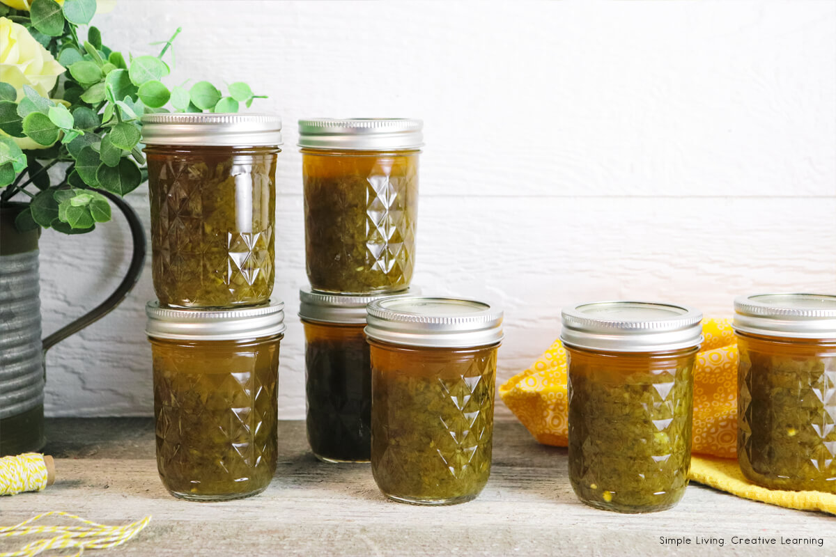 Green Pepper Jelly in jars